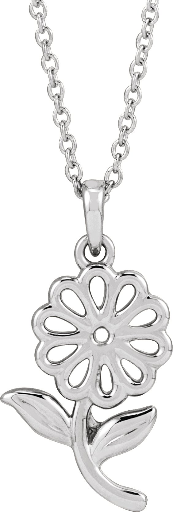 14K White Flower 16-18" Necklace