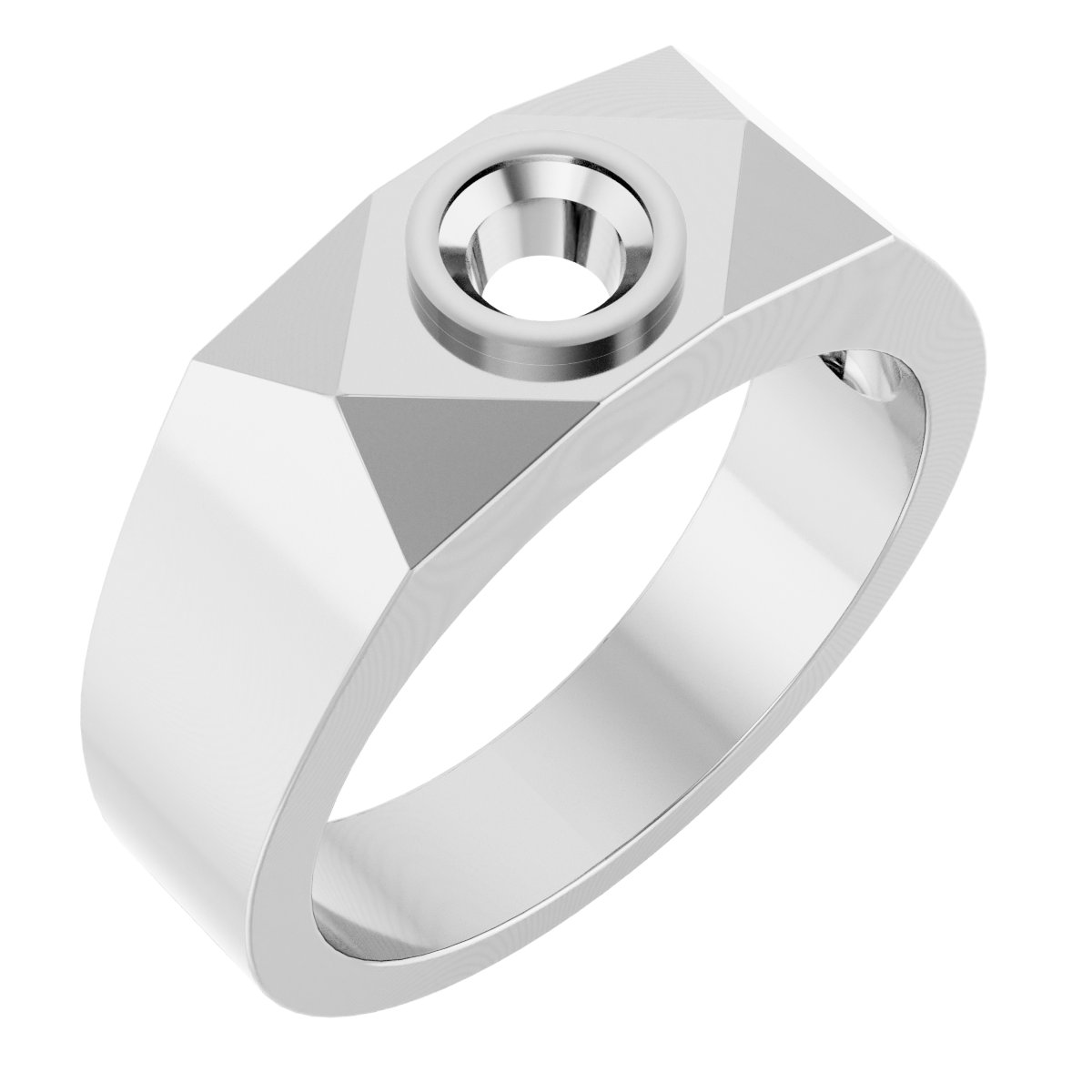 Geometric Bezel-Set Solitaire Ring