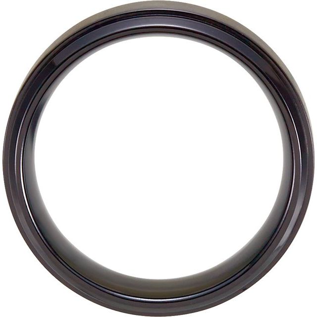 Black Titanium 9 mm Ridged Band Size 10