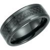 Black Titanium 8 mm Beveled Edge Band with Black Carbon Fiber Inlay Size 10.5 Ref 6005101