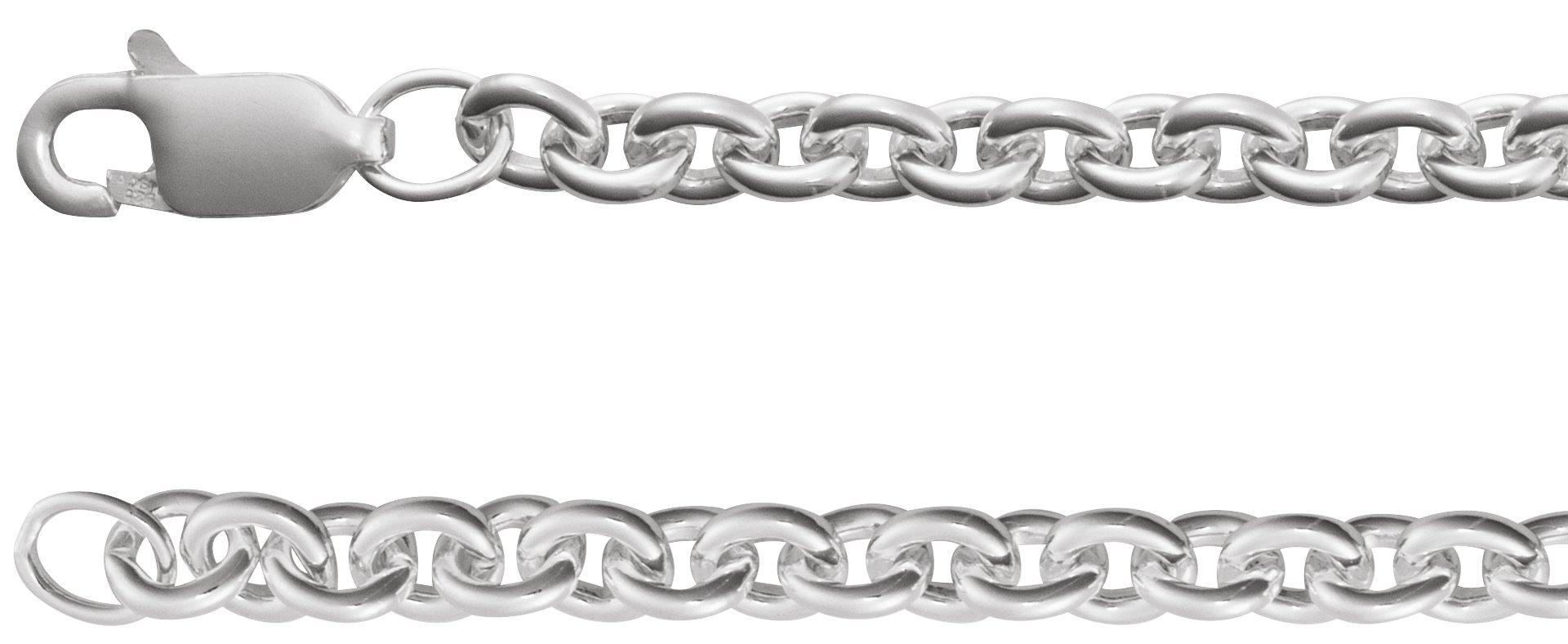 Sterling Silver 4 mm Cable 7" Chain