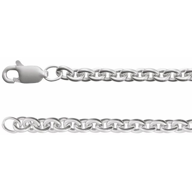 Sterling Silver 4 mm Cable 7" Chain
