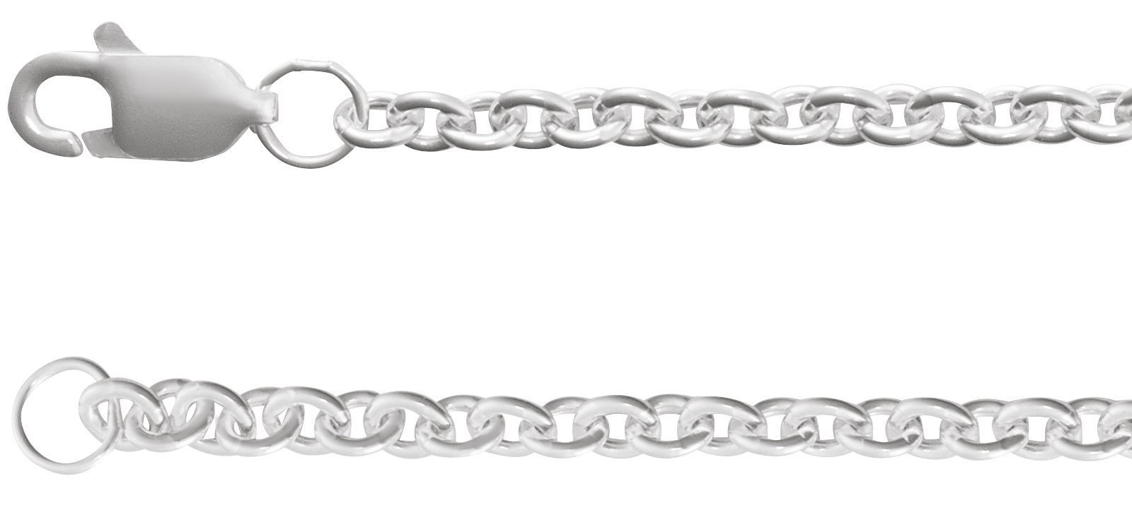 Sterling Silver 2.4 mm Cable 7" Chain