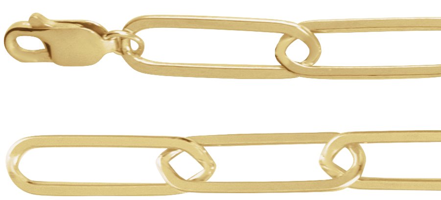 14K Yellow 6.2 mm Paperclip-Style 18" Chain