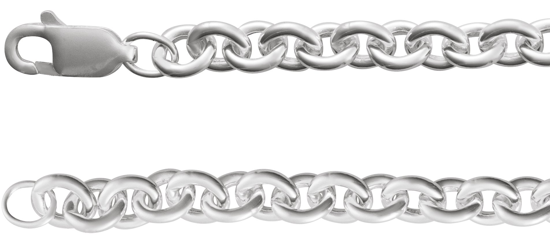 Sterling Silver 4.4 mm Cable 7" Chain
