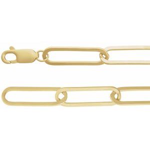 14K Yellow 6.2 mm Paperclip-Style 7" Chain