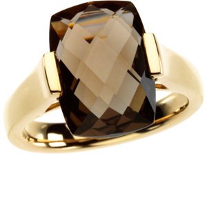 14K Yellow Smoky Quartz Ring   