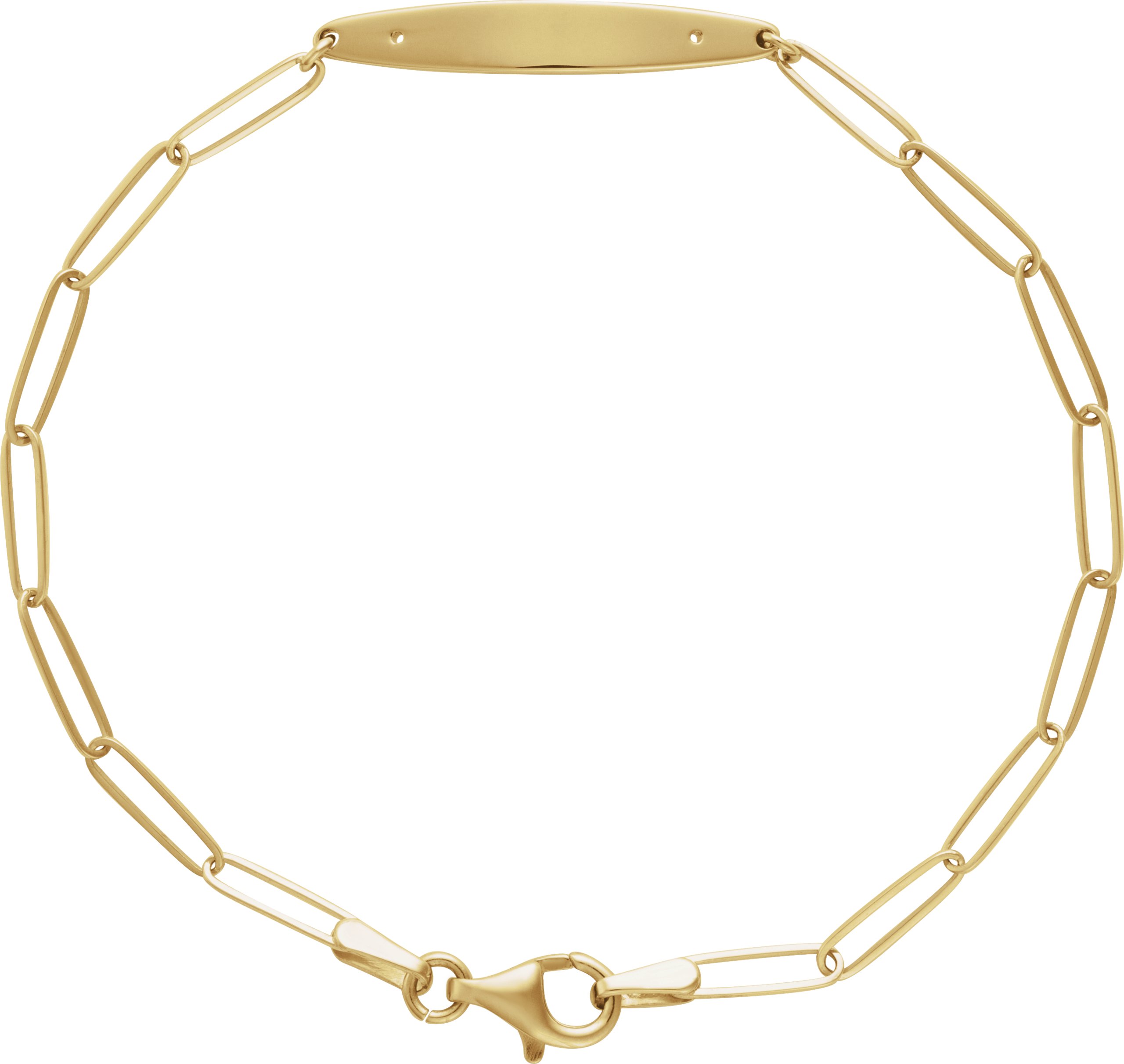14K Жълто злато Engravable Curved Бар 7" Bracelet Монтаж