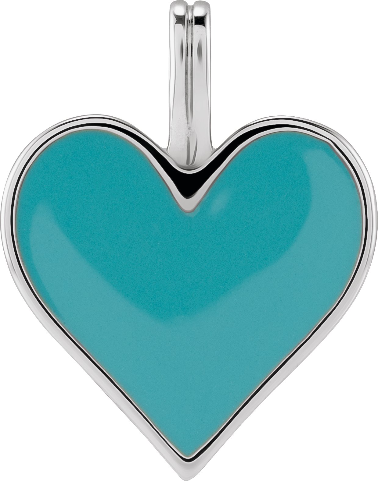 14K White Light Turquoise Enamel Heart Pendant