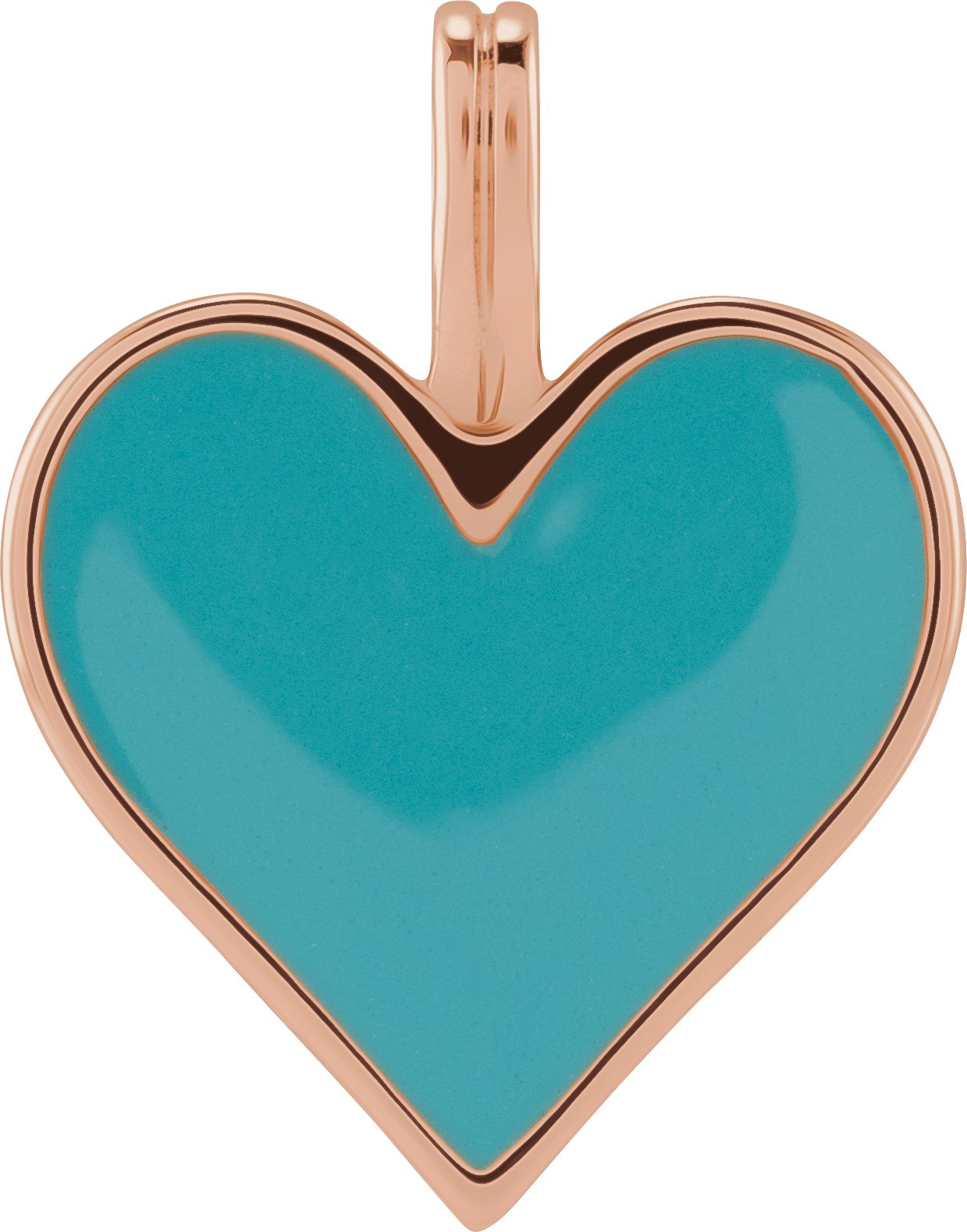 14K Rose Light Turquoise Enamel Heart Pendant