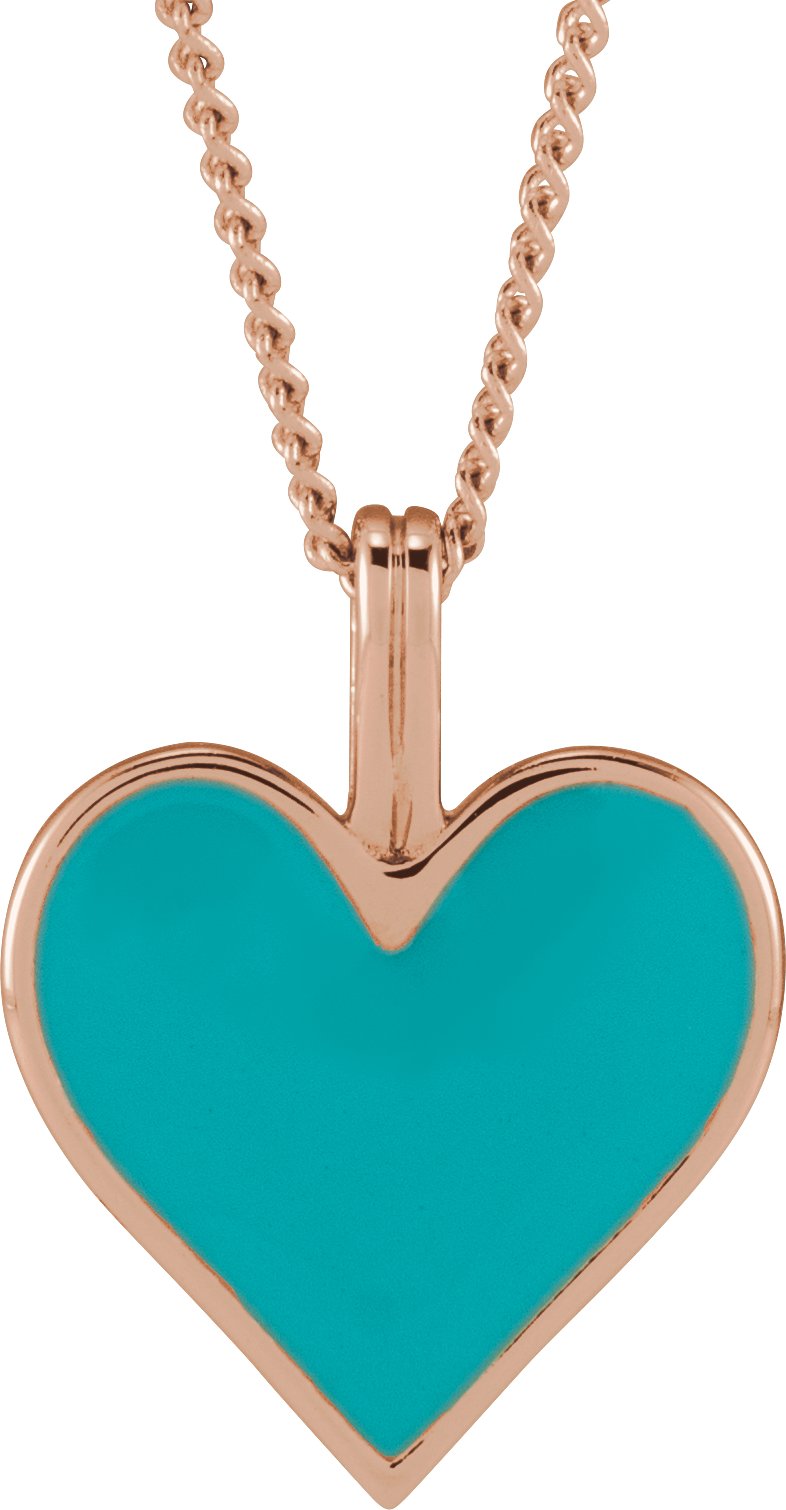Enamel Heart Necklace or Pendant