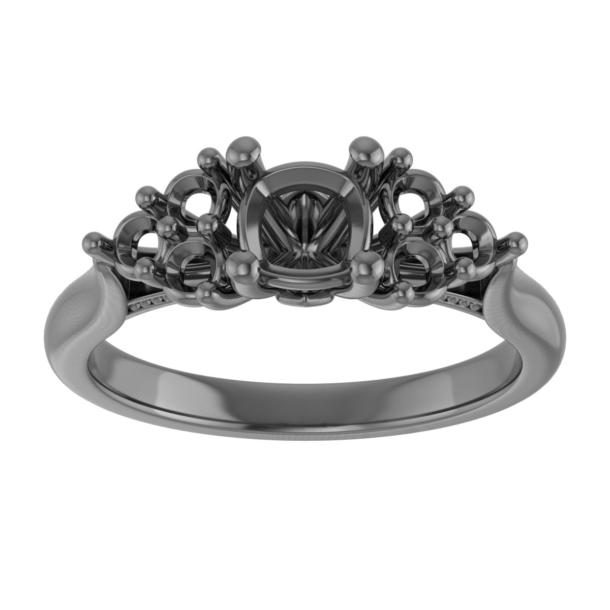 6 mm Square Engagement Ring Mounting view 3