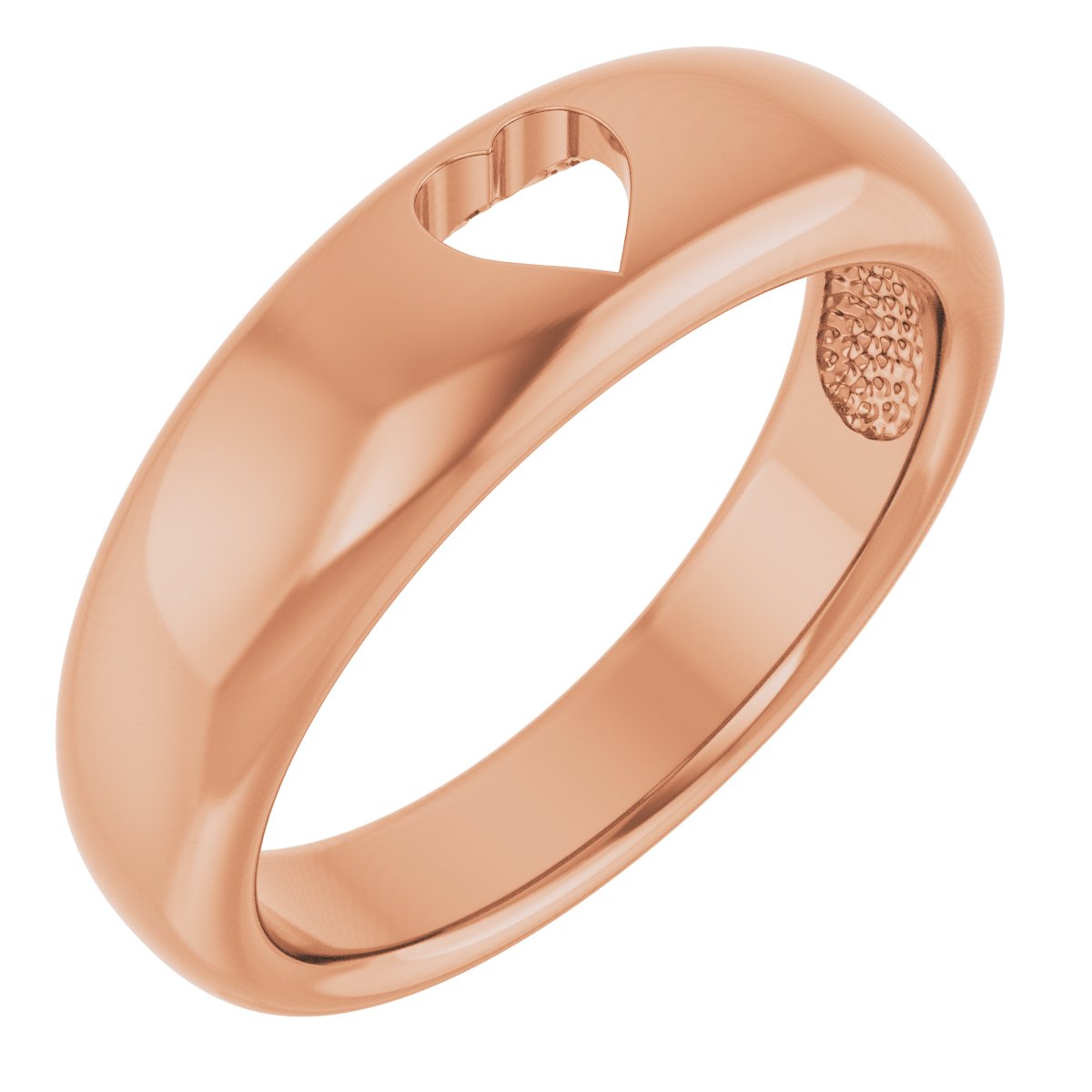 14K Rose Pierced Heart Ring