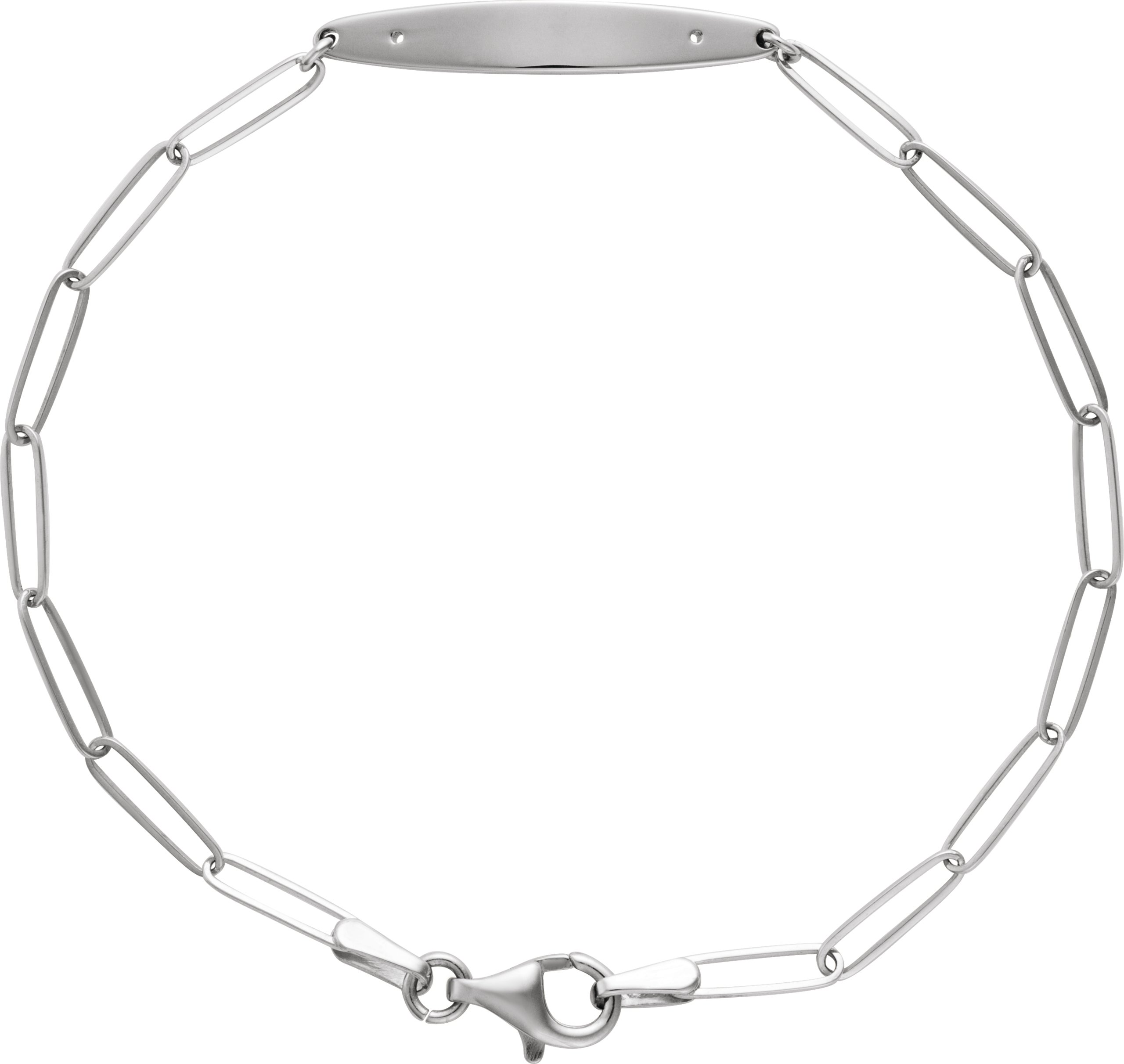 14K Бяло злато Engravable Curved Бар 7" Bracelet Монтаж