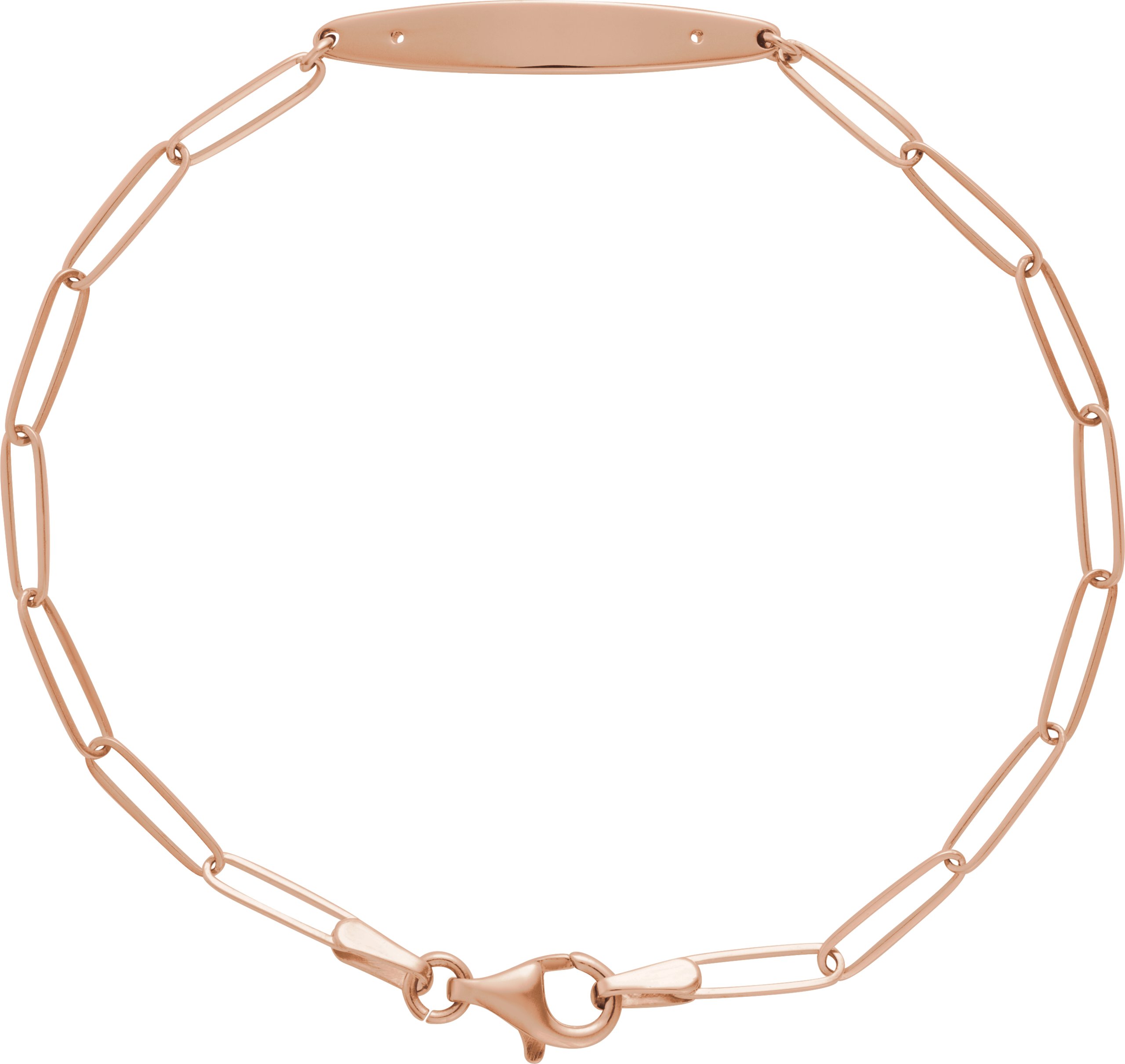 14K Розово злато Engravable Curved Бар 7" Bracelet Монтаж