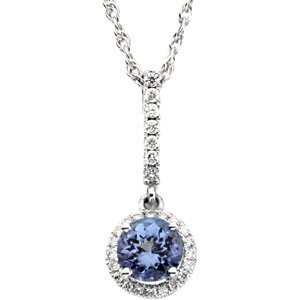 14K White Tanzanite & 1/5 CTW Diamond Pendant  