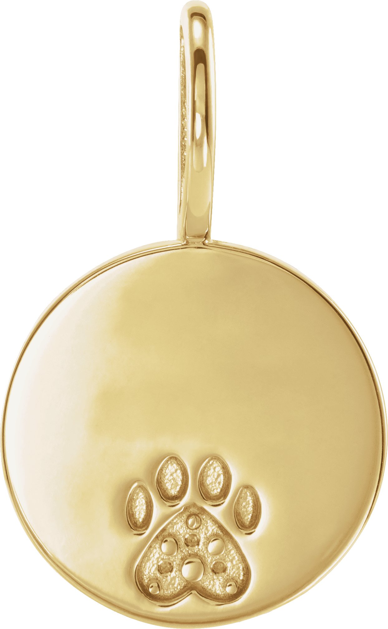14K Yellow Engravable Accented Paw Print Pendant Mounting