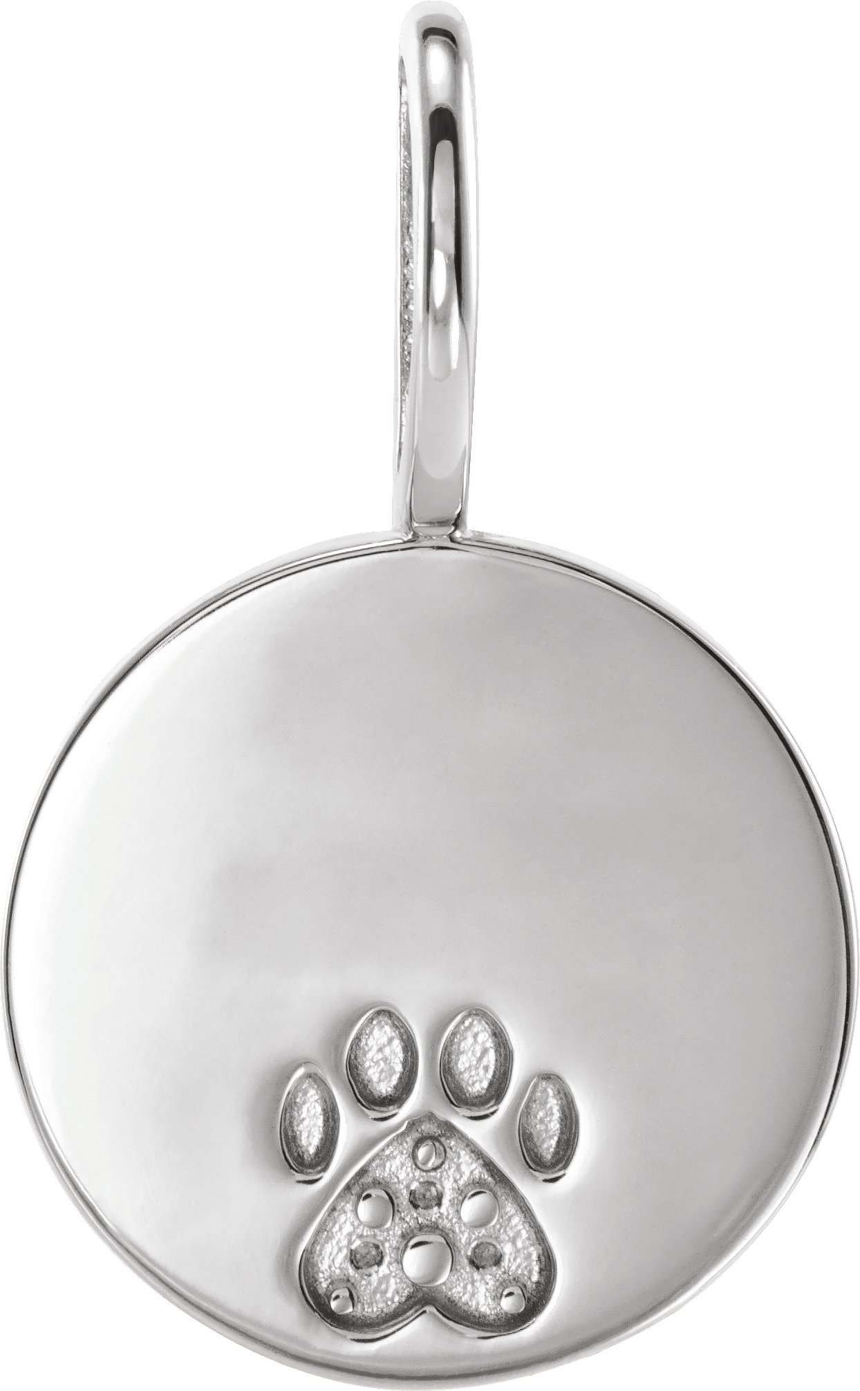 Sterling Silver Engravable Accented Paw Print Pendant Mounting