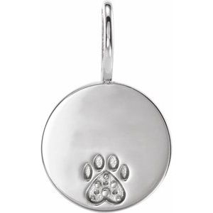Platinum Engravable Accented Paw Print Pendant Mounting