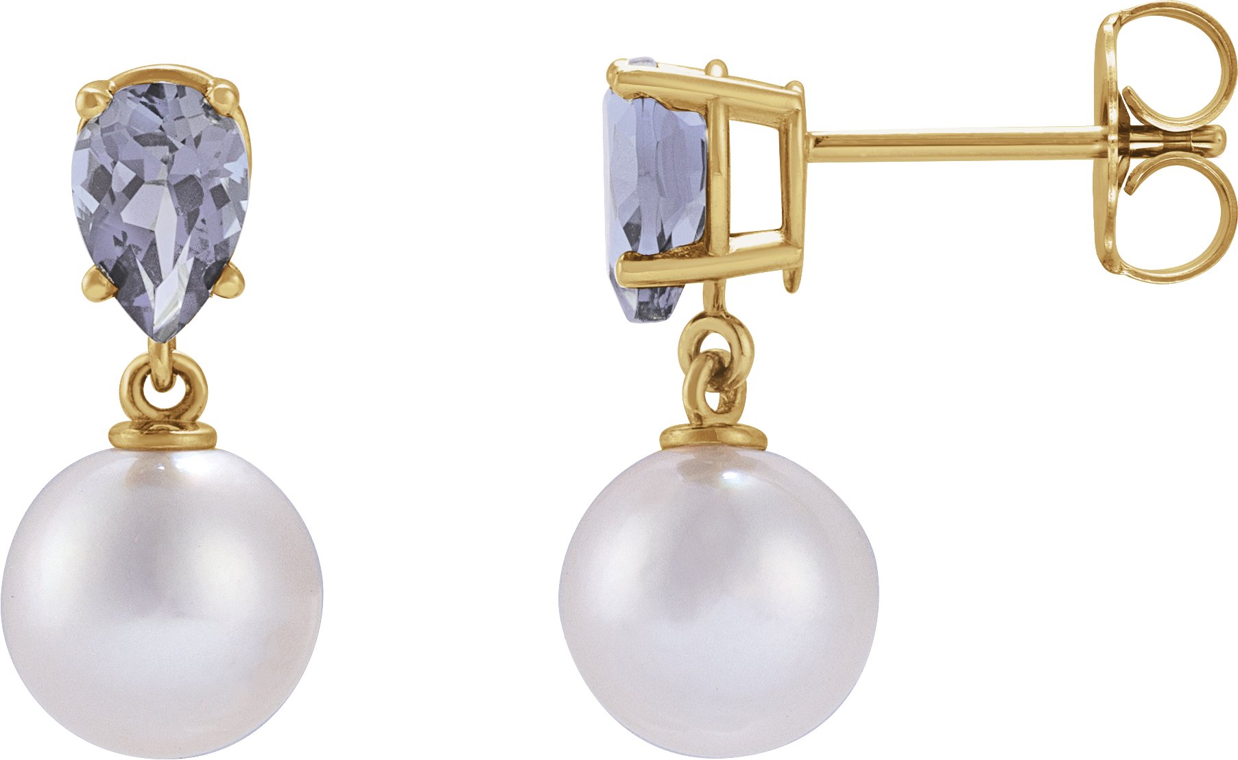 pearl and tanzanite earrings