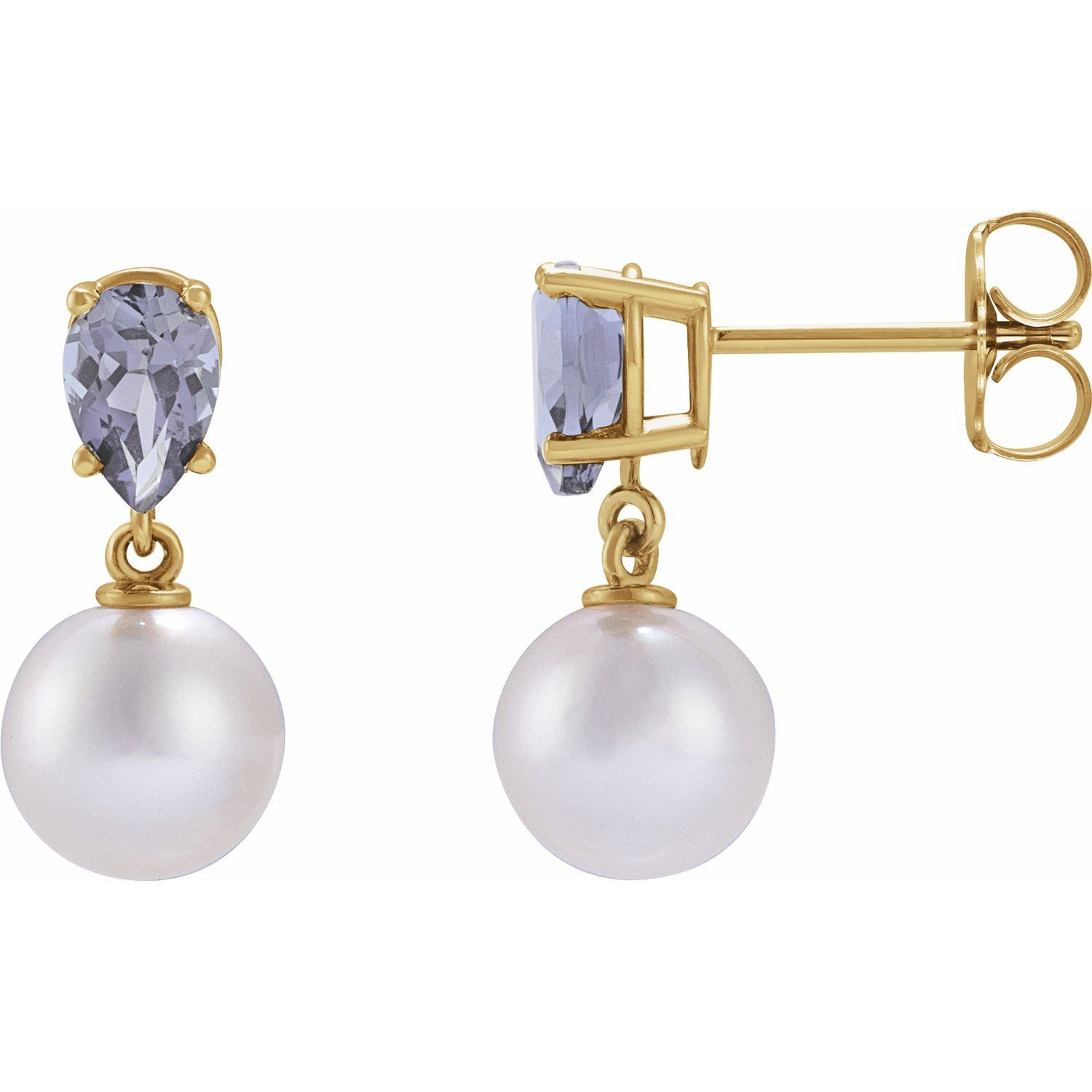 pearl and tanzanite earrings