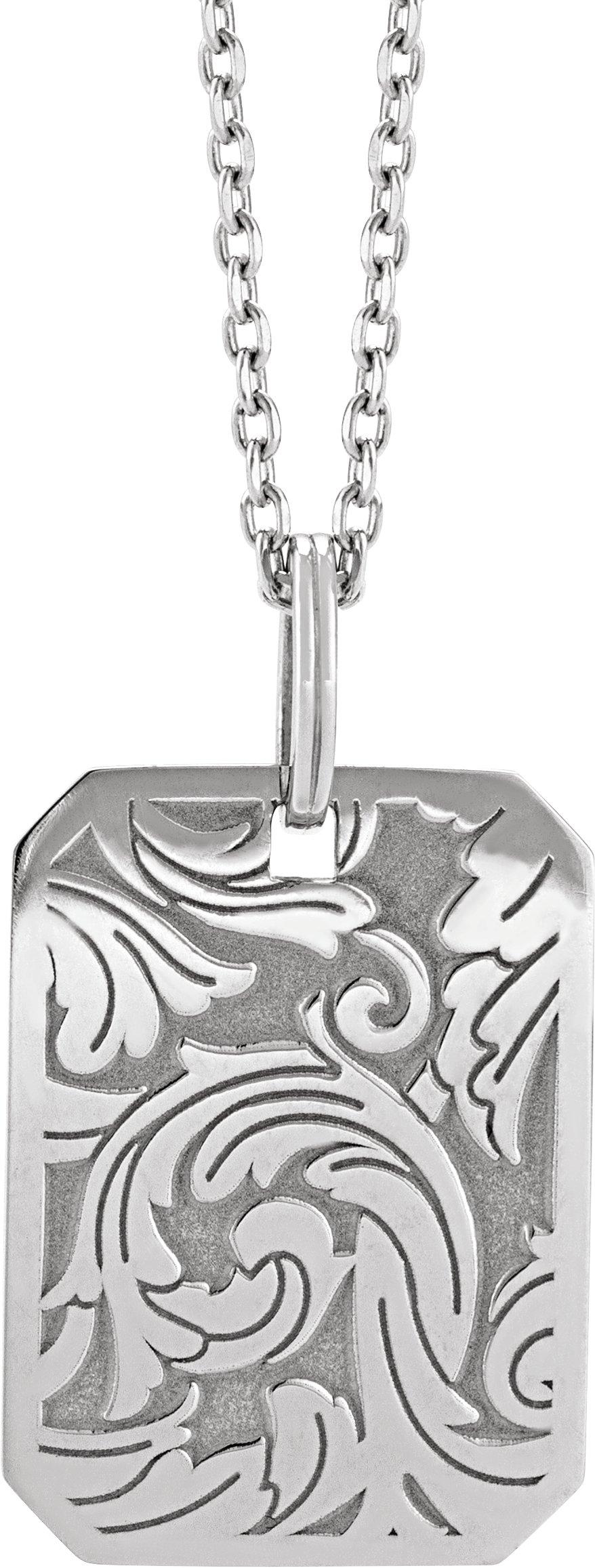Floral Dog Tag Necklace or Pendant