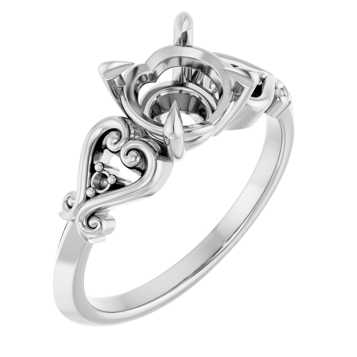 Claw-Prong Accented Engagement Ring