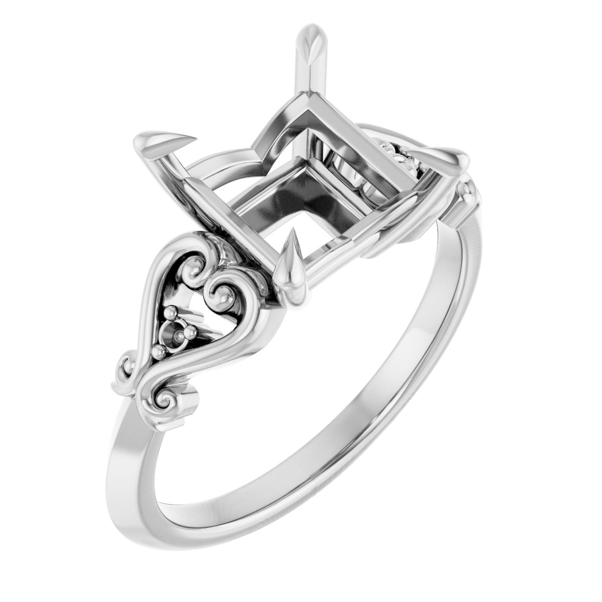 Claw-Prong Accented Engagement Ring