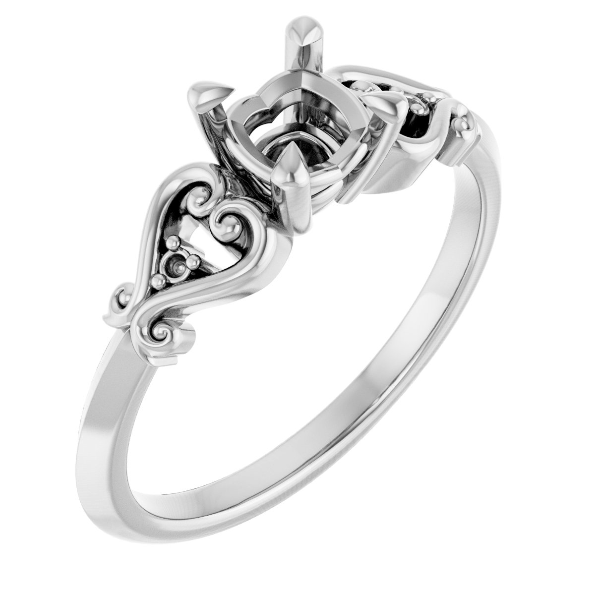 Claw-Prong Accented Engagement Ring