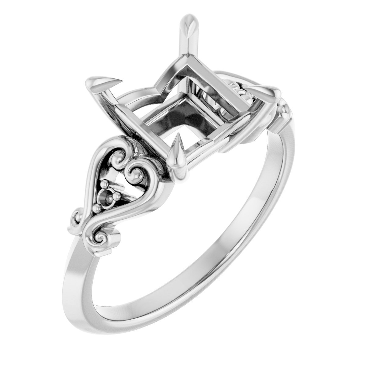 Claw-Prong Accented Engagement Ring