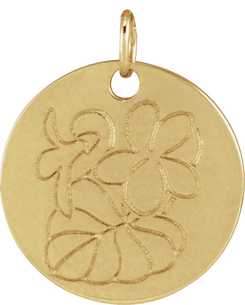 14K Yellow Violet February Birth Flower Pendant