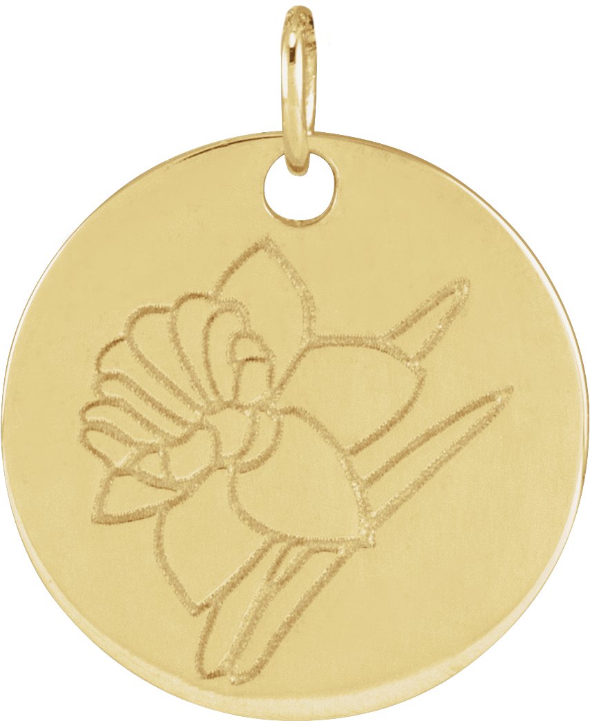 14K Yellow Daffodil March Birth Flower Pendant