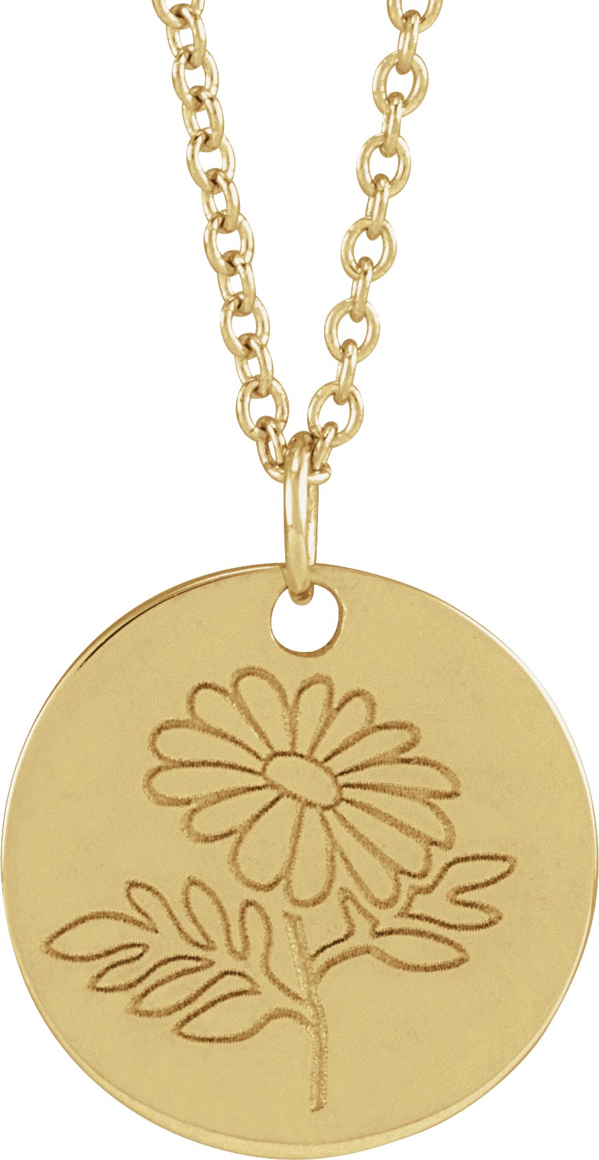 14K Yellow Daisy April Birth Flower 16-18