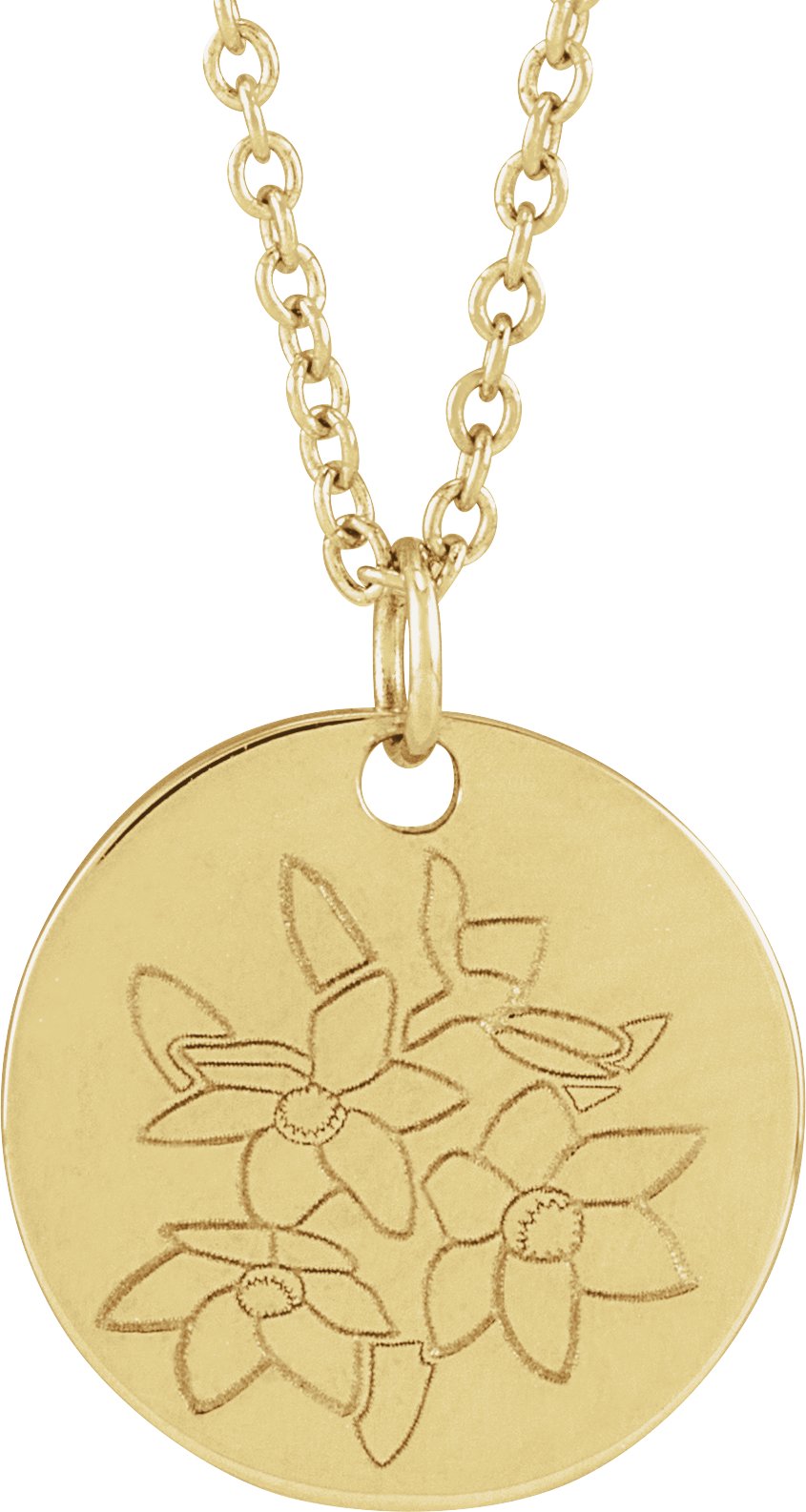 14K Yellow Narcissus December Birth Flower 16-18" Necklace