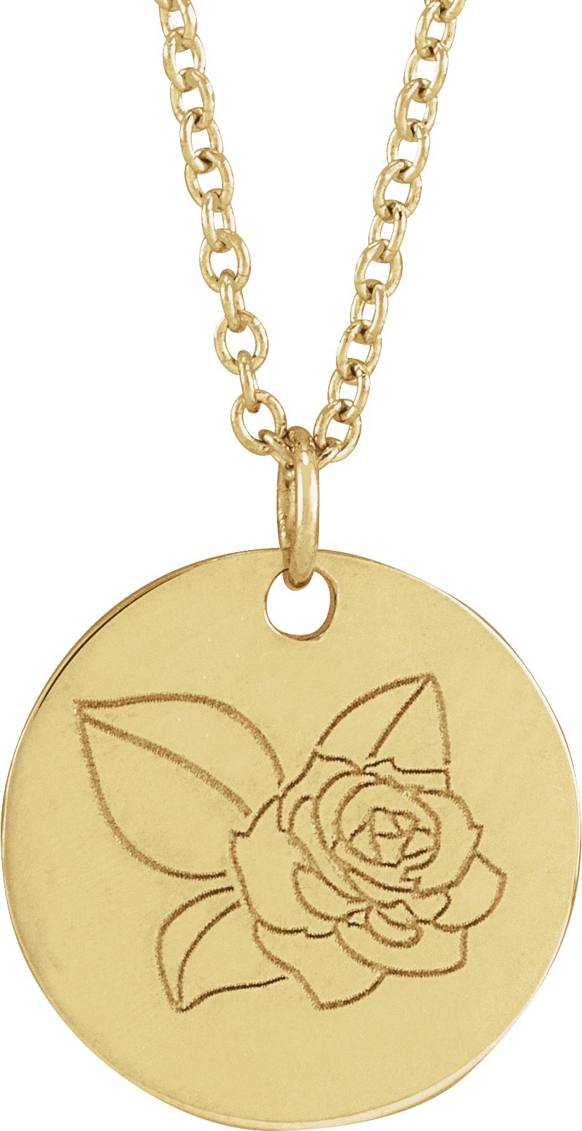 14K Yellow Rose June Birth Flower 16-18