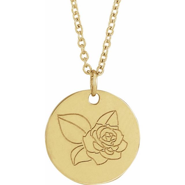 14K Yellow Rose June Birth Flower 16-18" Necklace