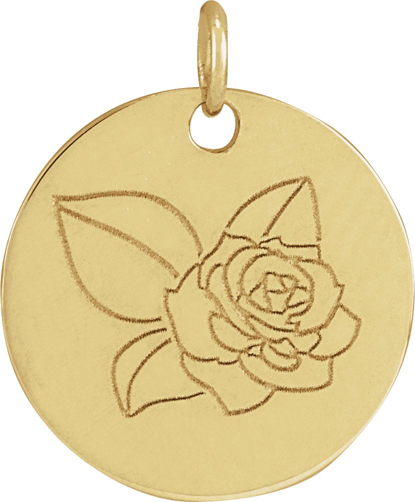 14K Yellow Rose June Birth Flower Pendant