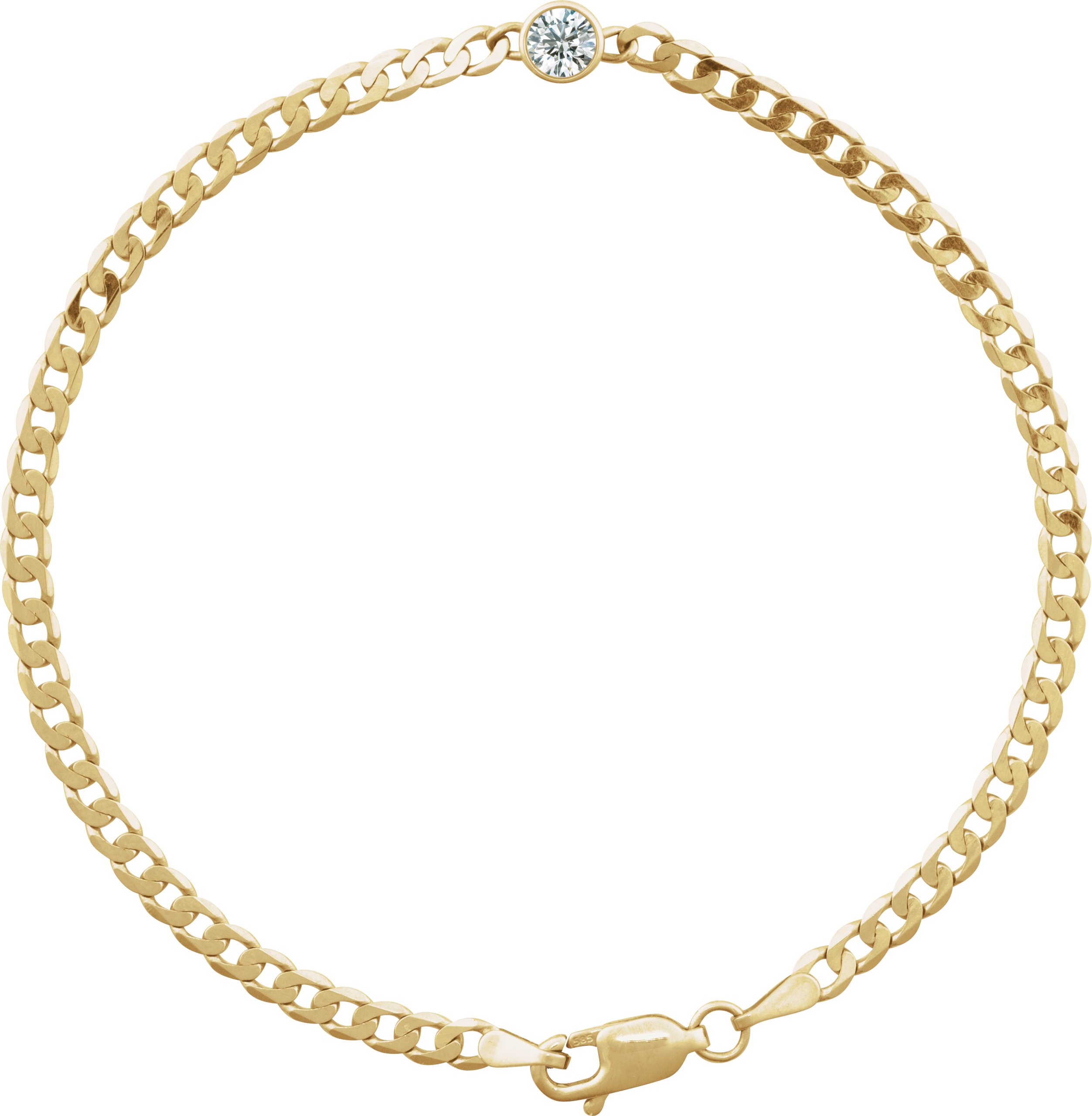 14K Yellow Natural White Sapphire Link 7" Bracelet