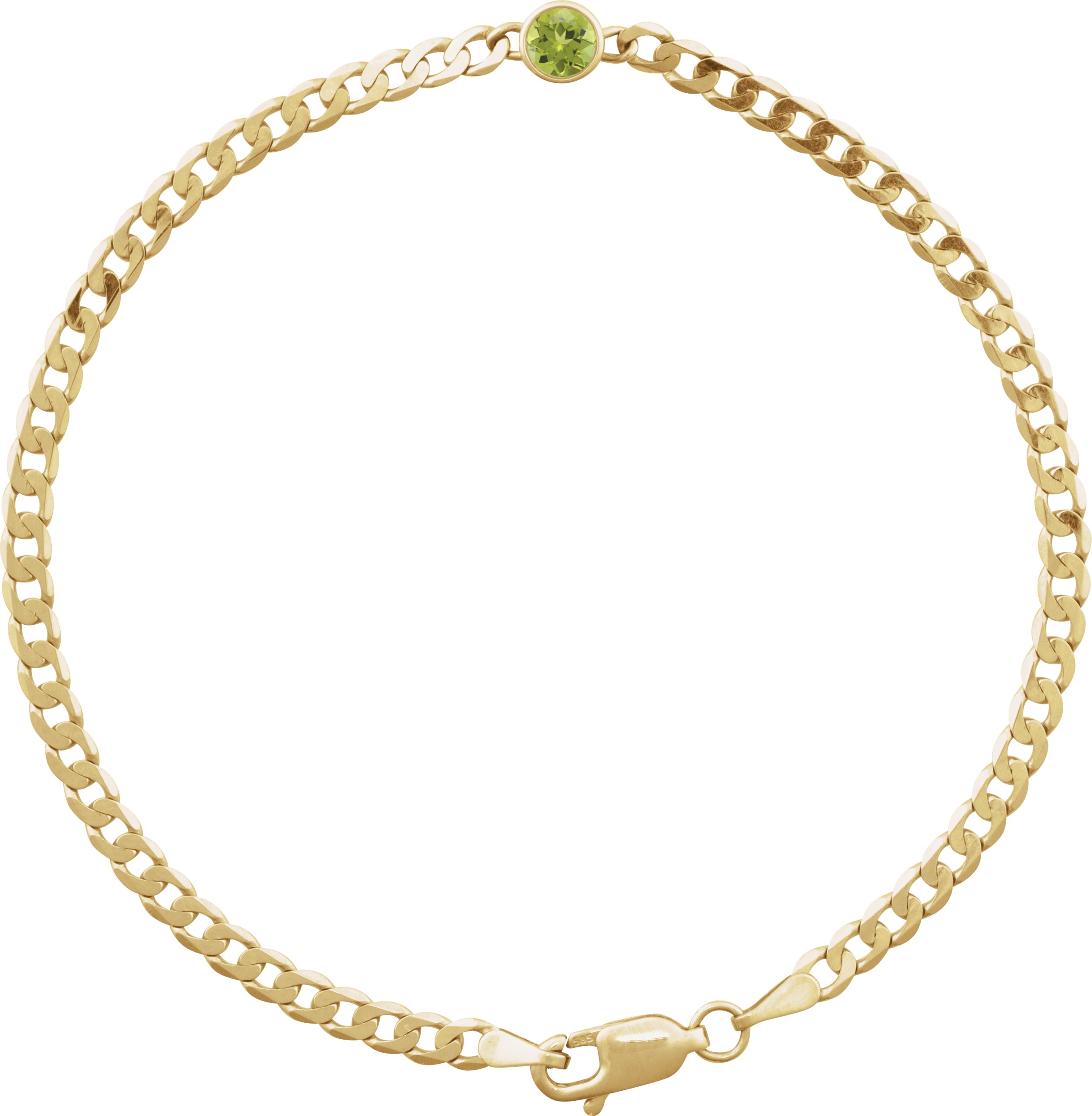 14K Yellow Natural Peridot Link 7 Bracelet