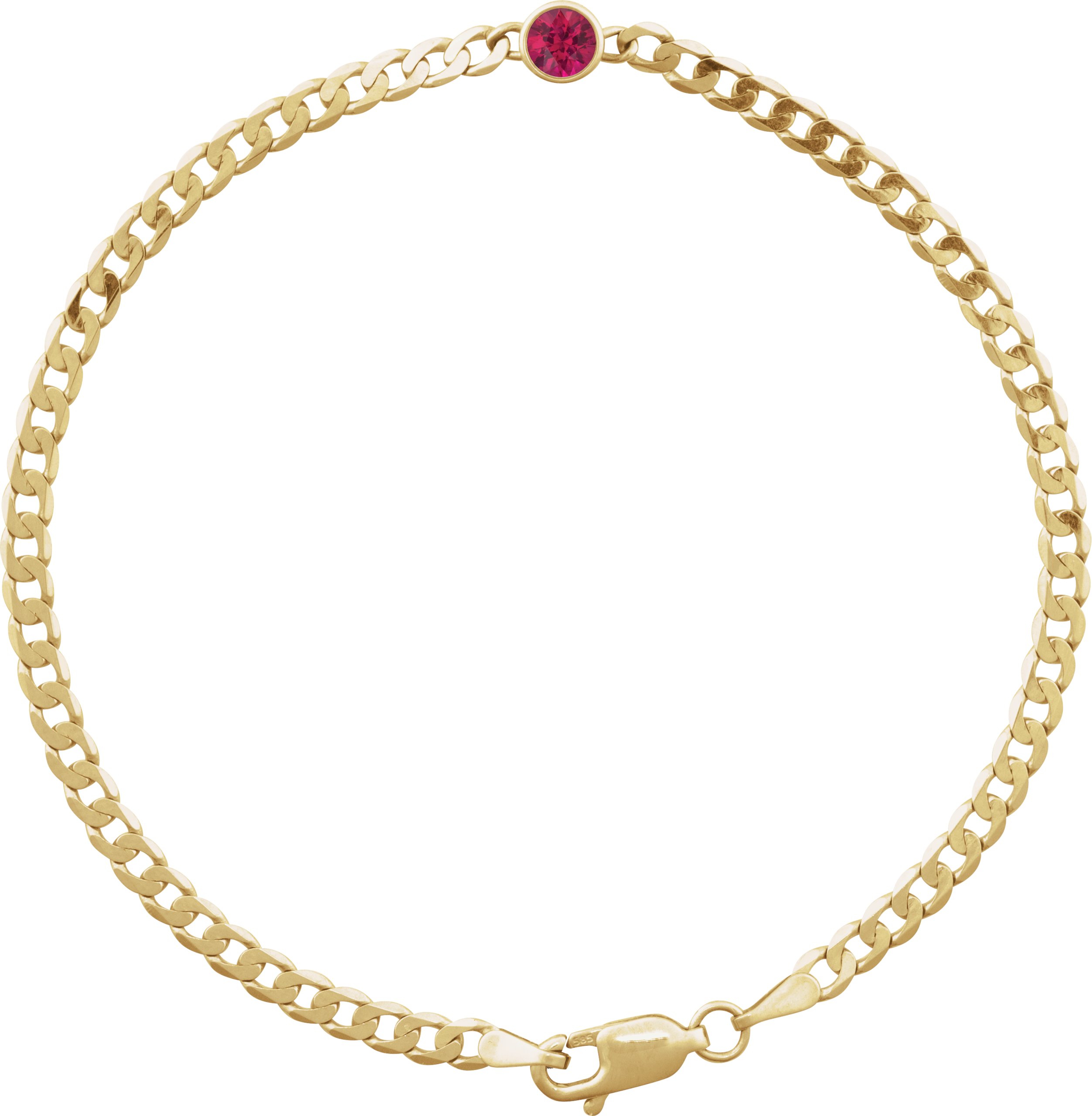 14K Yellow Lab-Grown Ruby Link 7 Bracelet