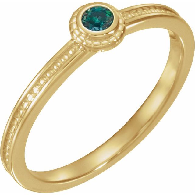 14K Yellow Lab-Grown Alexandrite Family Stackable Ring