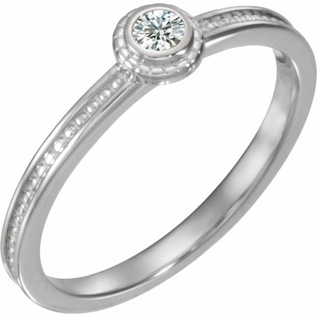 14K White Natural White Sapphire Family Stackable Ring
