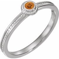 Sterling Silver Natural Citrine Family Stackable Ring