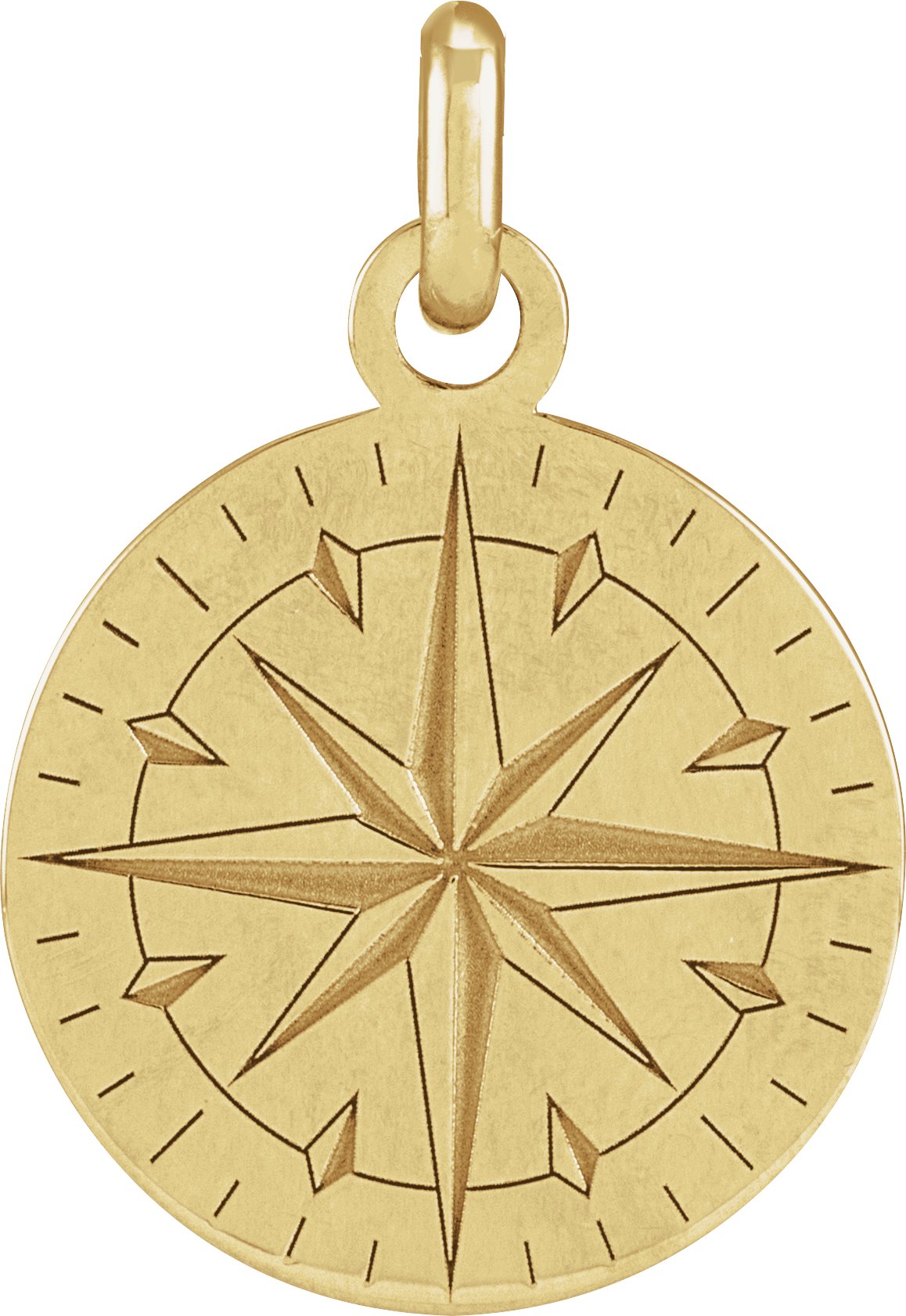 14K Yellow Compass Pendant