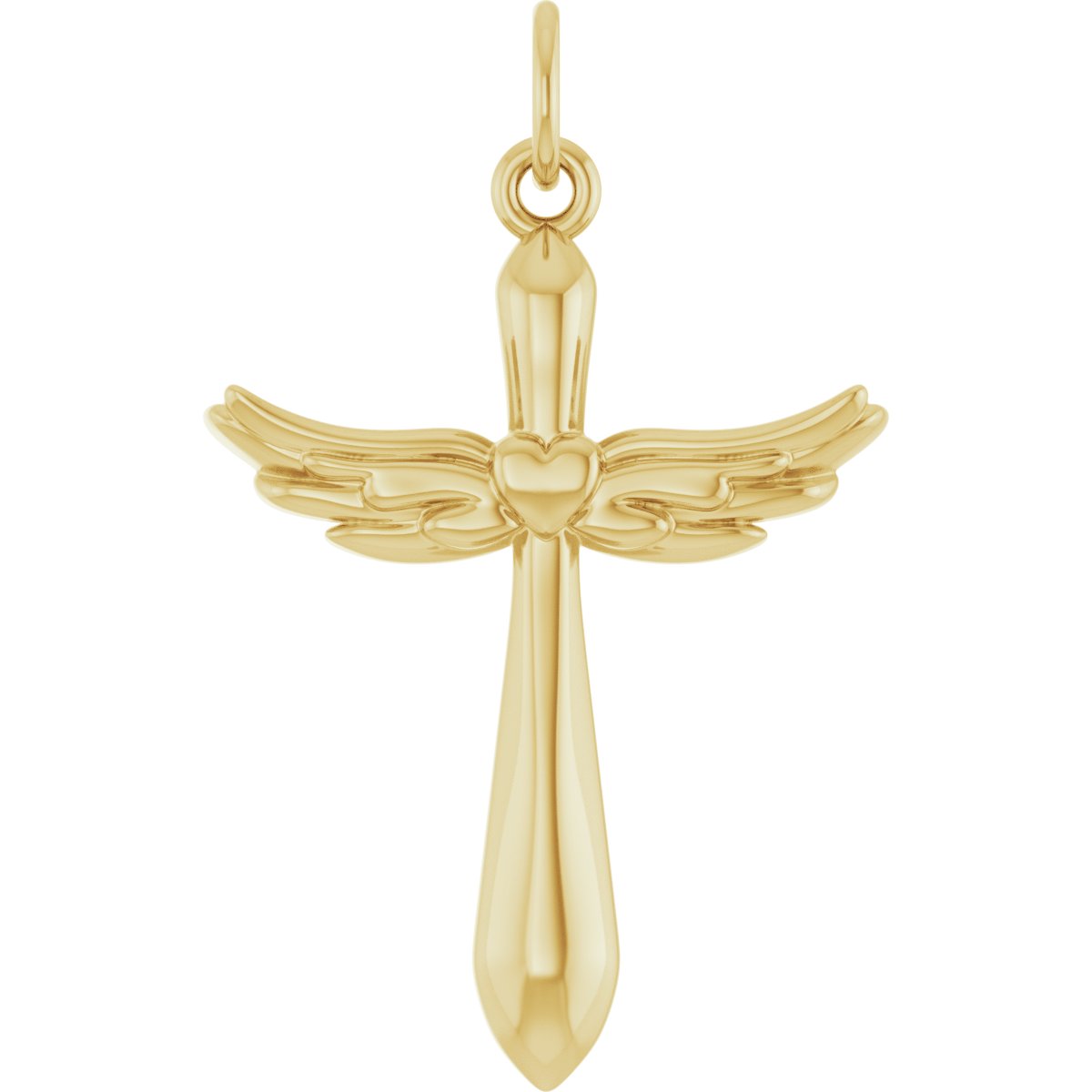 14K Yellow Angel Wings Heart Cross Pendant Ref 21468229