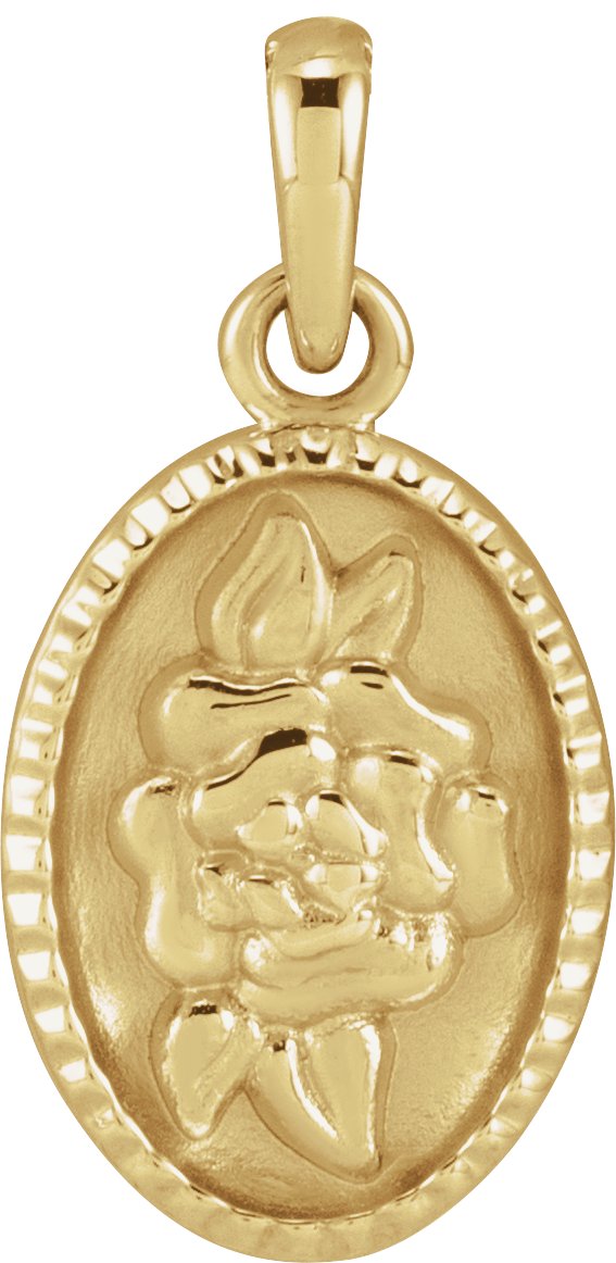 14K Yellow Floral Coin Pendant