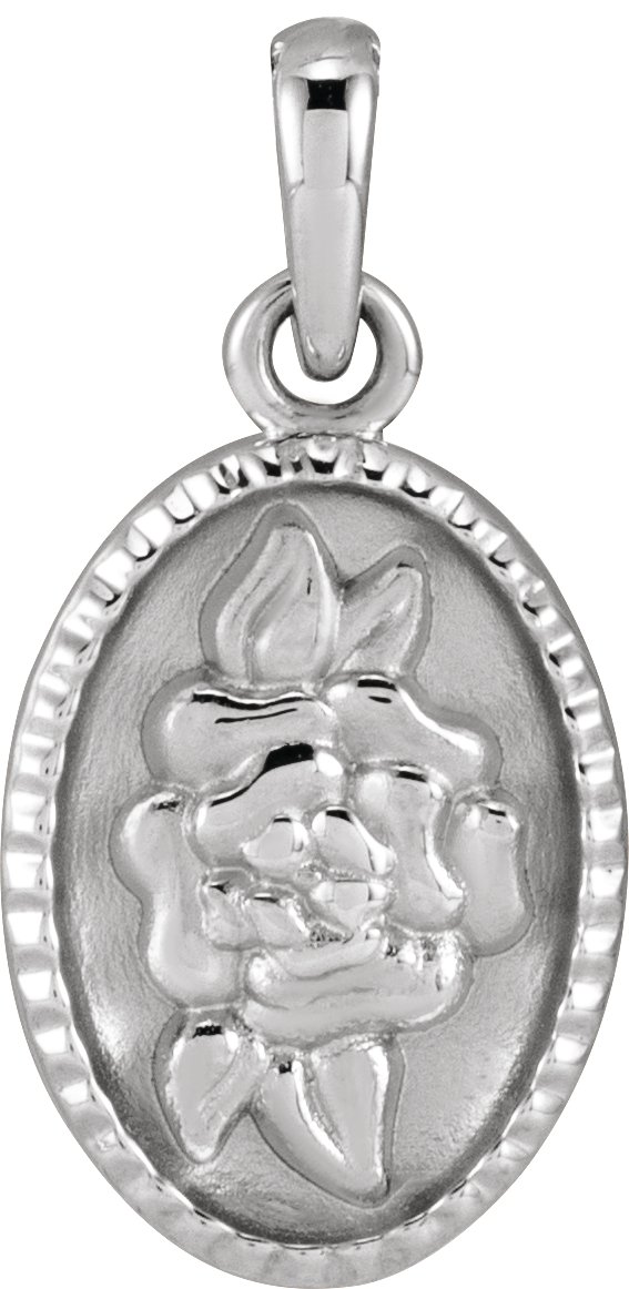 Sterling Silver Floral Coin Pendant