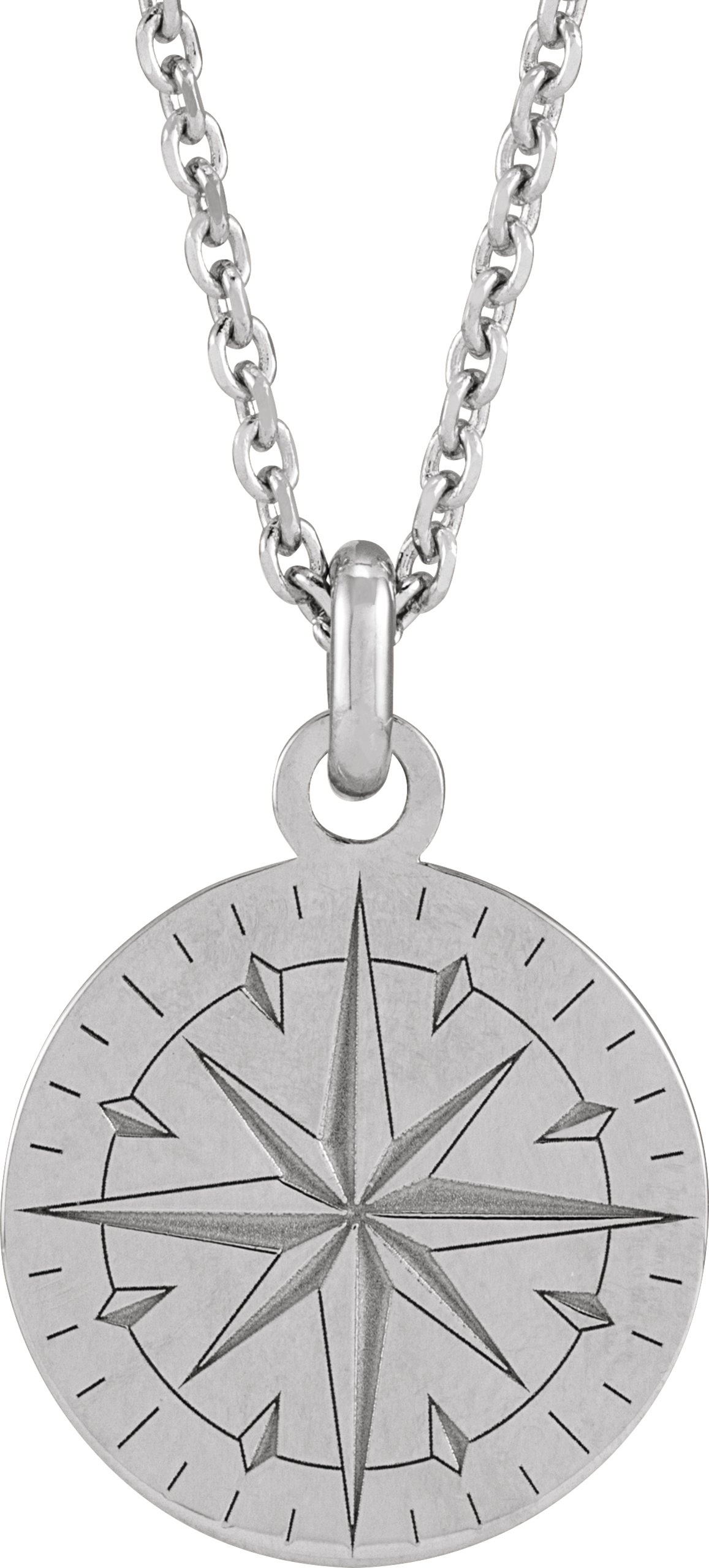 Sterling Silver Compass 20" Necklace