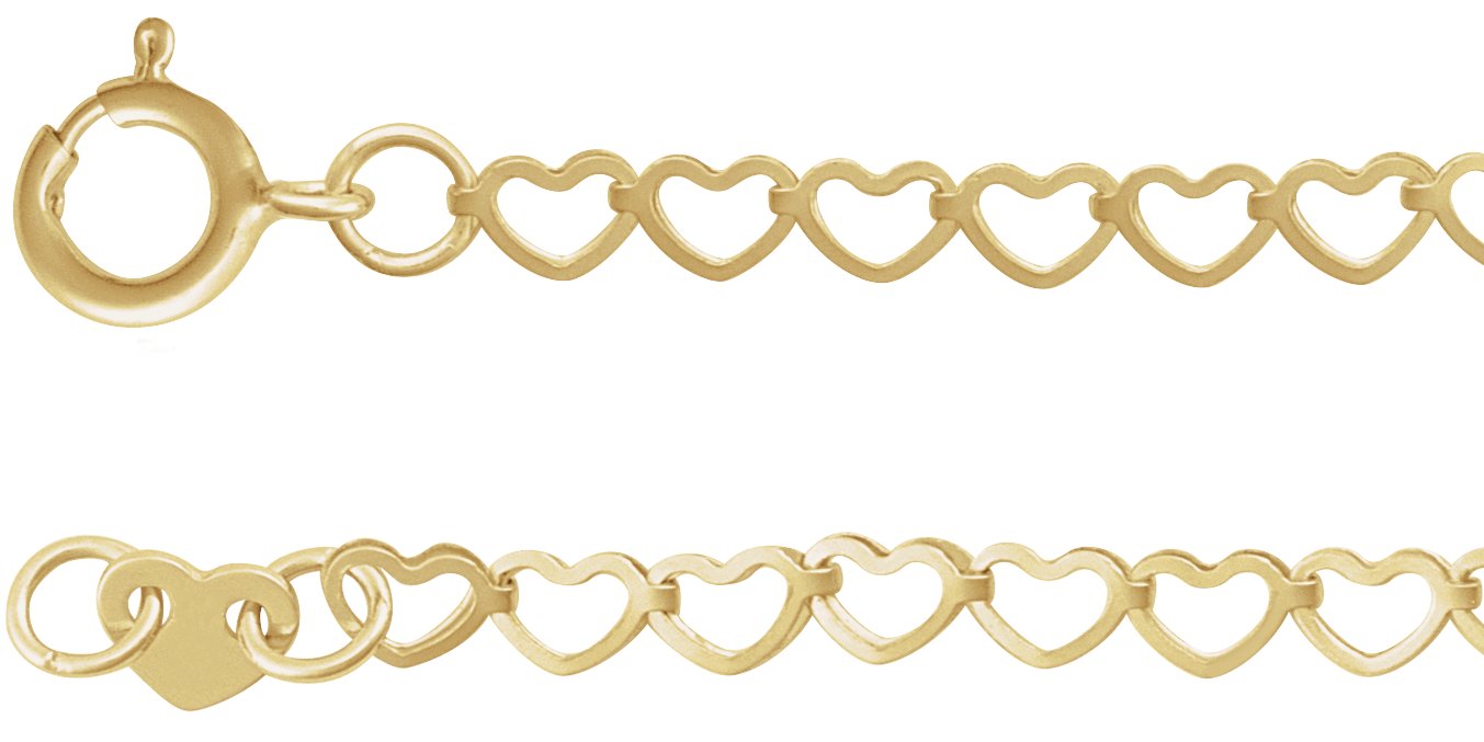 14K Yellow 2.5 mm Heart 16" Chain