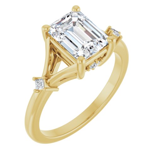 14K Yellow Emerald 1 3/4 ct Engagement Ring
